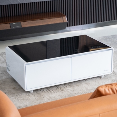 Smart LED Light Coffee Table for Mini Refrigerator and Freezer in Luxury Home Furniture