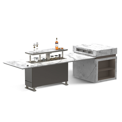 Office Building Furniture Multifunctional Home Bar Table with Refrigerated Marble Top