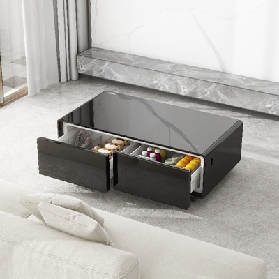 Smart LED Light Coffee Table for Mini Refrigerator and Freezer in Luxury Home Furniture