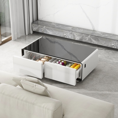 Smart LED Light Coffee Table for Mini Refrigerator and Freezer in Luxury Home Furniture