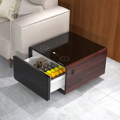 670*704*457mm Modern Design Style Tempered Glass Side Table with Refrigerator Drawers