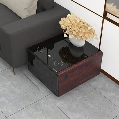 670*704*457mm Modern Design Style Tempered Glass Side Table with Refrigerator Drawers