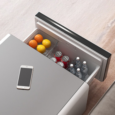 670*704*457mm Modern Design Style Tempered Glass Side Table with Refrigerator Drawers